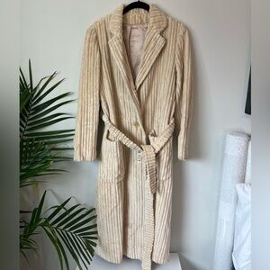 Vintage 1980s Cream Corduroy Belted Coat
